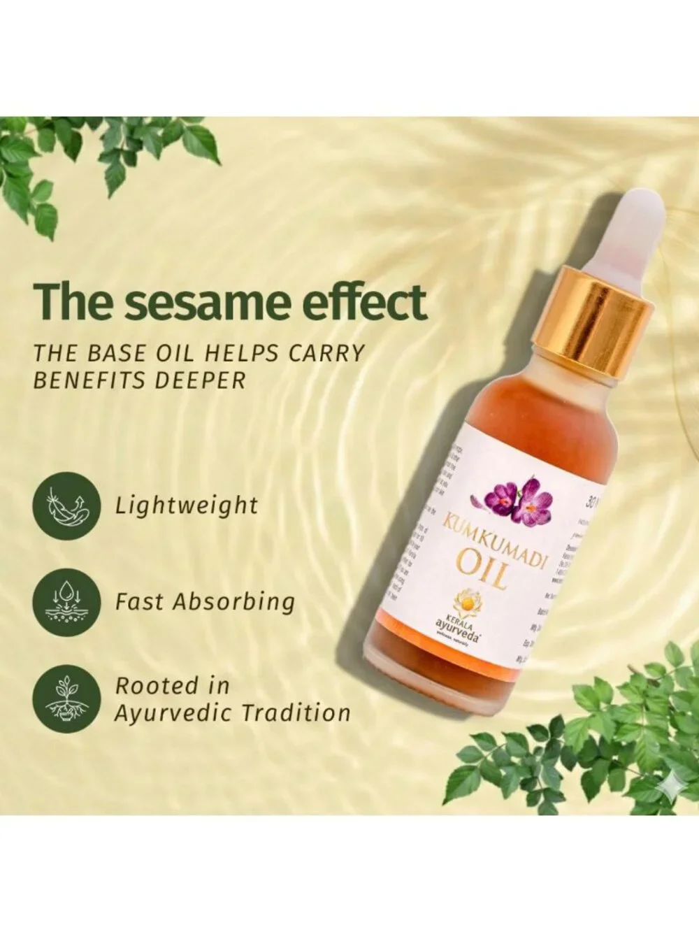 Brightening Kumkumadi Face Oil | Anti-Aging Serum with Saffron & Lotus | Reduces